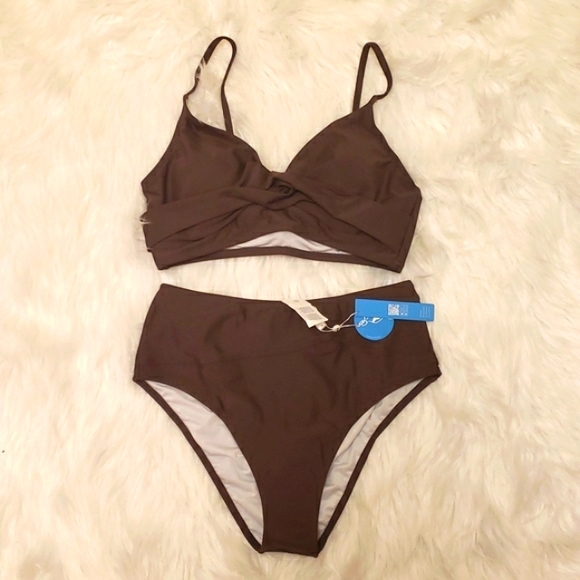 Cupshe Swim Bnip Cupshe Twist Top Matching Bikini Set Espresso
